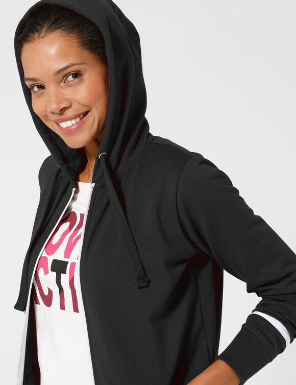 Veste bicolore zippée molleton gratté (noir / blanc) Veste bicolore zippée molleton gratté (noir / blanc)